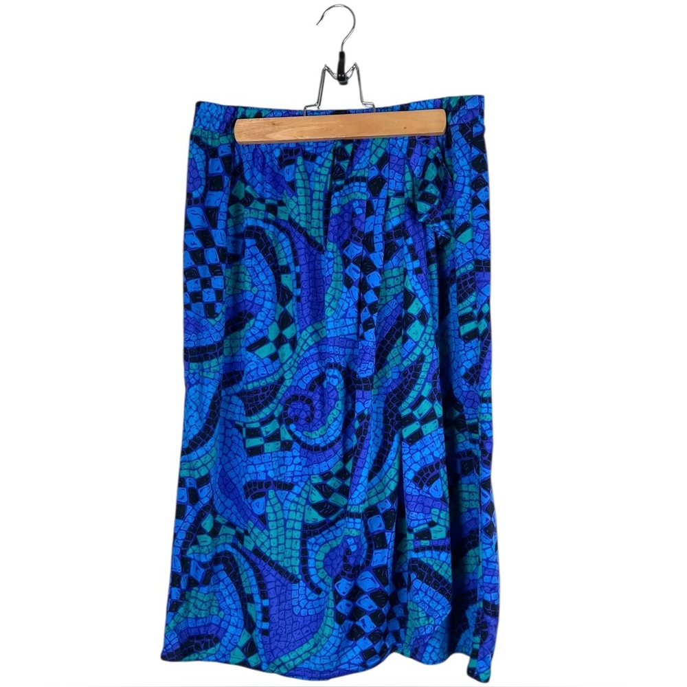 Vintage Jantzen Women’s Size Medium Faux Wrap Skirt Blue Purple Green Black